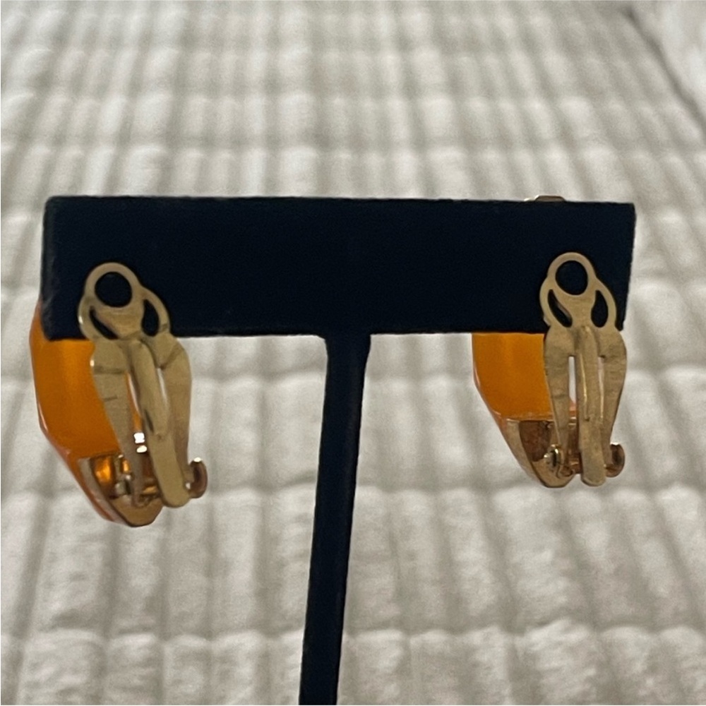 Celine Orange and Gold Earrings, vintage - Picture 3 of 8